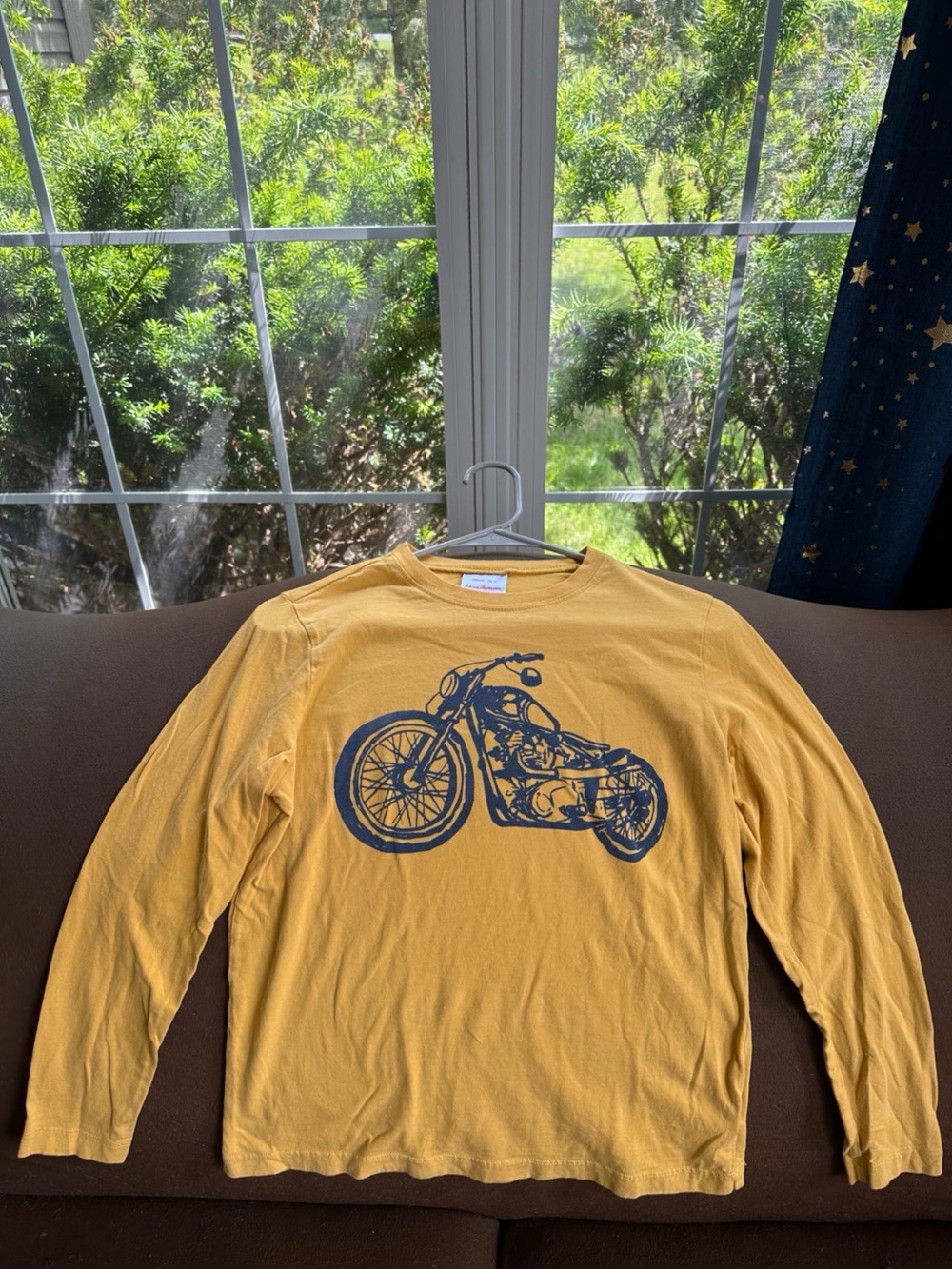 Hanna Andersson Boys Long Sleeve Yellow Motorcycle Tee Size 12 (150 cm)